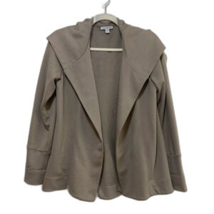 Standard James Perse Taupe Cotton Hooded Open Front Jacket size 2/medium